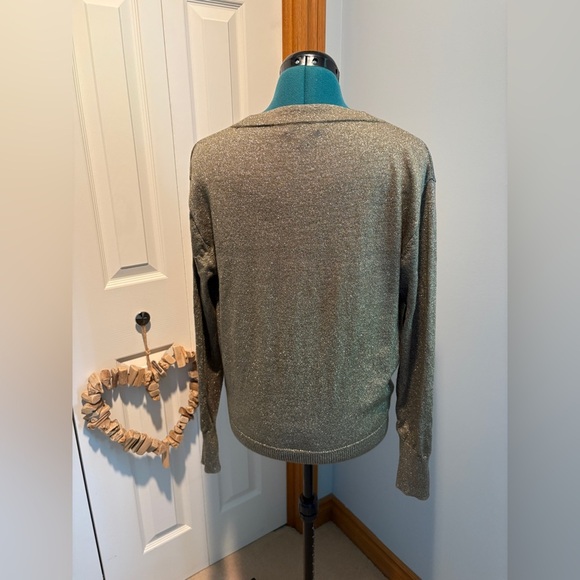 J. Crew Merino Wool Metallic Olive Sweater - Picture 2 of 9